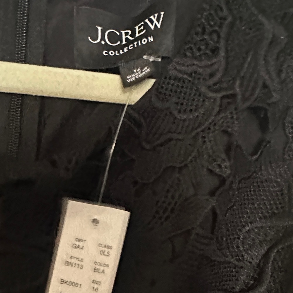 J. Crew Collection Black Floral Lace Sheath Dress NWT 16 - Picture 2 of 6